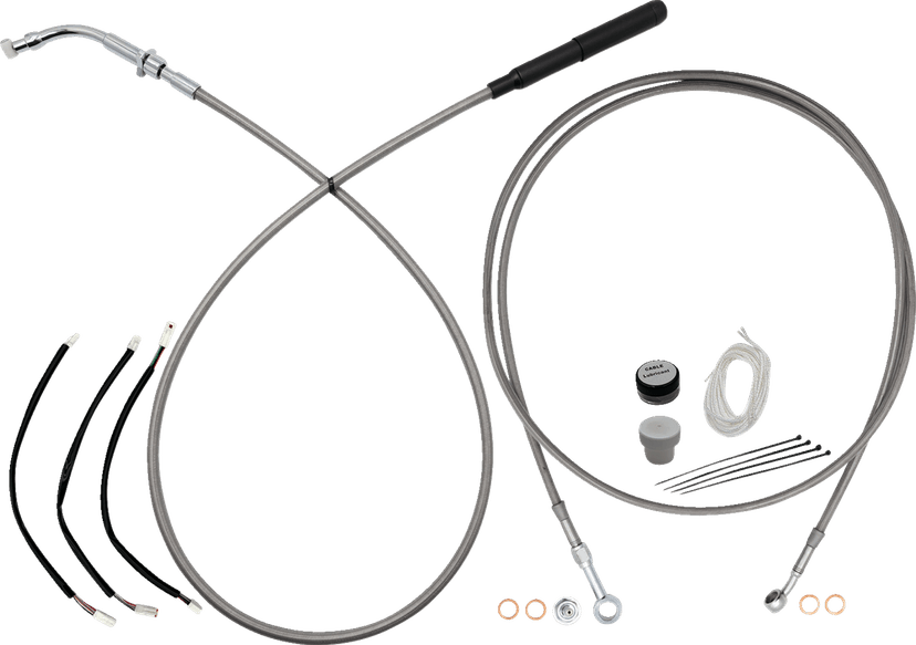 FAT BAGGERS INC. 06621291 EZ Install Kit - 10" Handlebars - Upper Clutch - Full Length - Braided Stainless Steel/Chrome — image 1 of 4