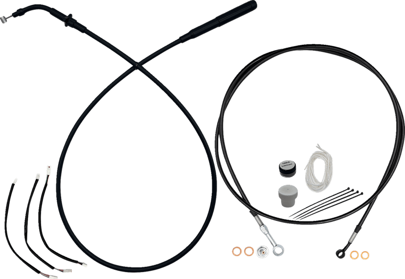 FAT BAGGERS INC. 06621295 EZ Install Kit - 10" Handlebars - Upper Clutch - Full Length - Black