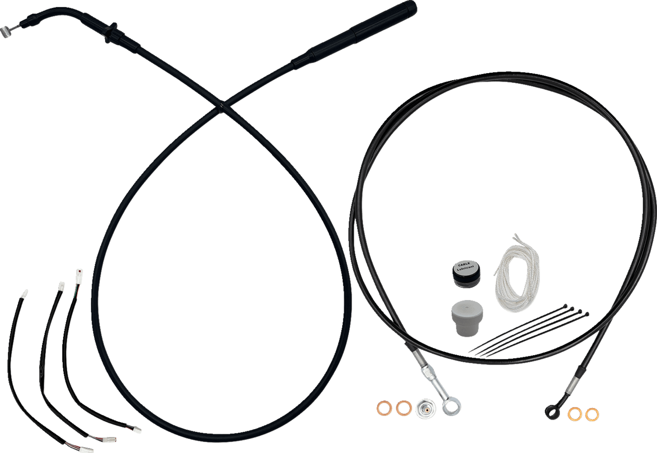 FAT BAGGERS INC. 06621296 EZ Install Kit - 11" Handlebars - Upper Clutch - Full Length - Black