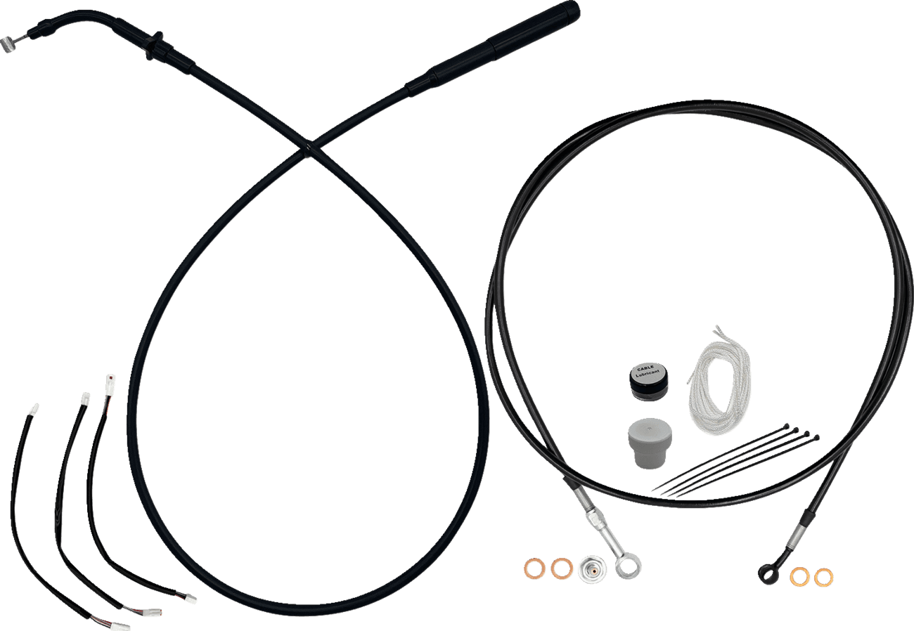 FAT BAGGERS INC. 06621297 EZ Install Kit - 12" Handlebars - Upper Clutch - Full Length - Black
