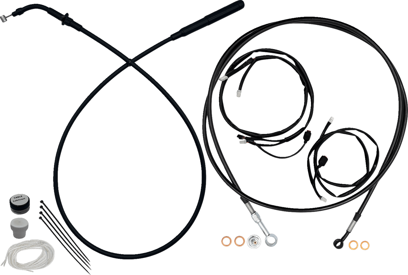 FAT BAGGERS INC. 06621298 EZ Install Kit - 13"/14" Handlebars - Upper Clutch - Full Length - Black