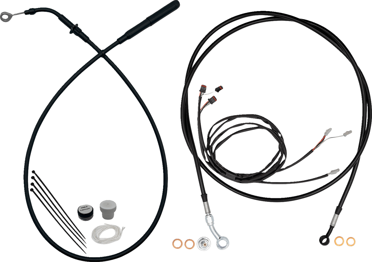 FAT BAGGERS INC. 06621308 EZ Install Kit - 13"/14" Handlebars - Upper Clutch - Full Length - Black