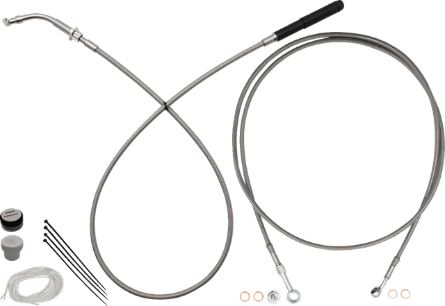 FAT BAGGERS INC. 06621309 EZ Install Kit - 14" Handlebars - Upper Clutch - Full Length - Braided Stainless Steel