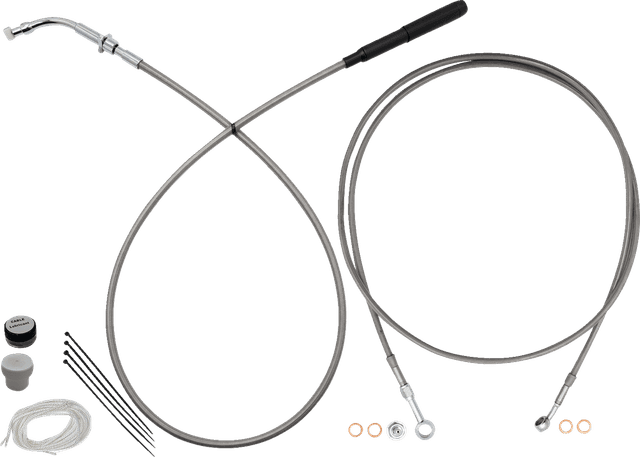 FAT BAGGERS INC. 06621310 EZ Install Kit - 14" Handlebars - Upper Clutch - Full Length - Braided Stainless Steel/Chrome — image 1 of 5