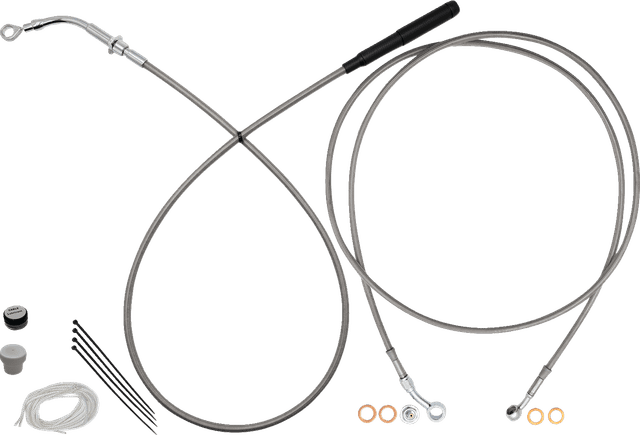 FAT BAGGERS INC. 06621313 EZ Install Kit - 14" Handlebars - Upper Clutch - Full Length - Braided Stainless Steel/Chrome — image 1 of 5