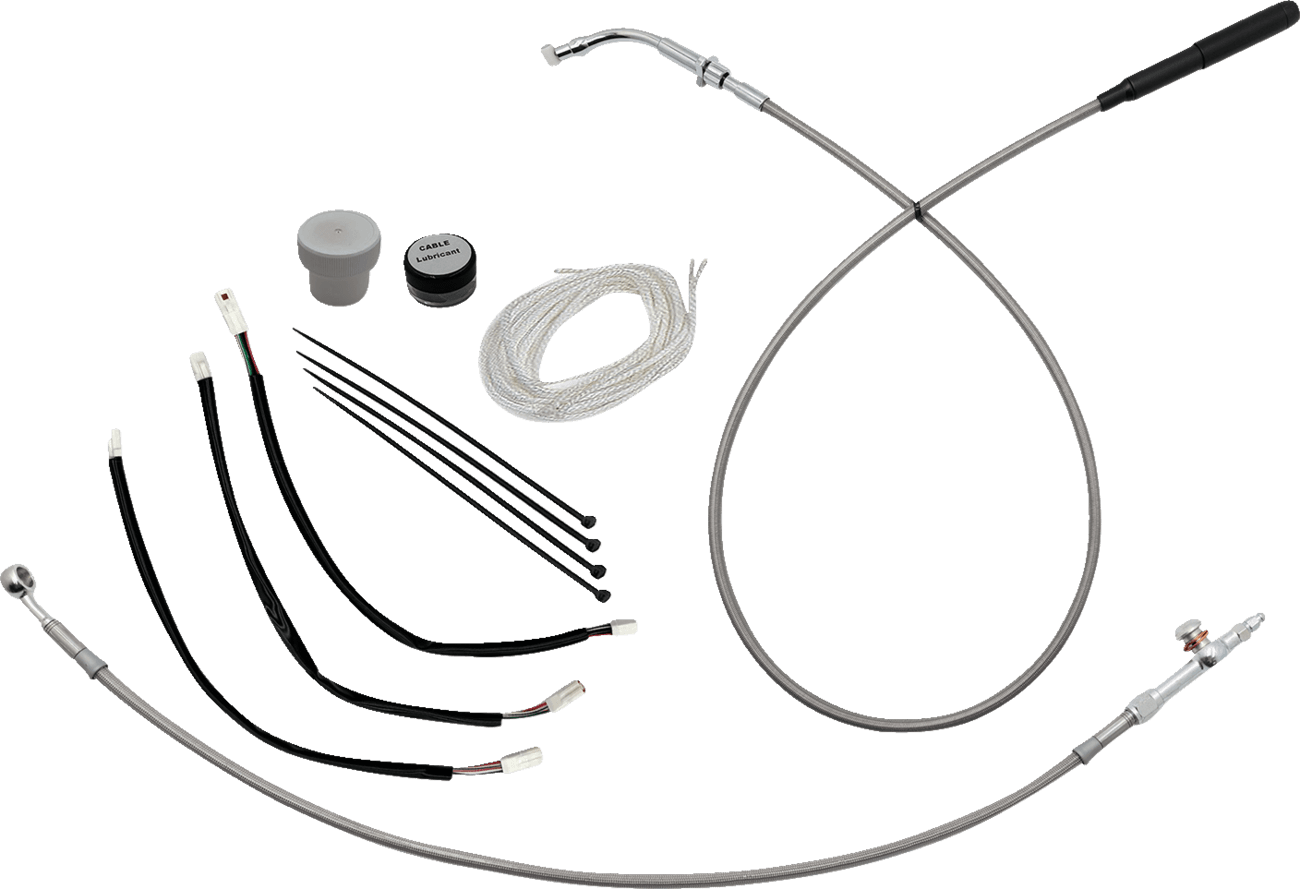 FAT BAGGERS INC. 06621316 EZ Install Kit - 12" Handlebars - Upper Clutch - Braided Stainless Steel/Chrome