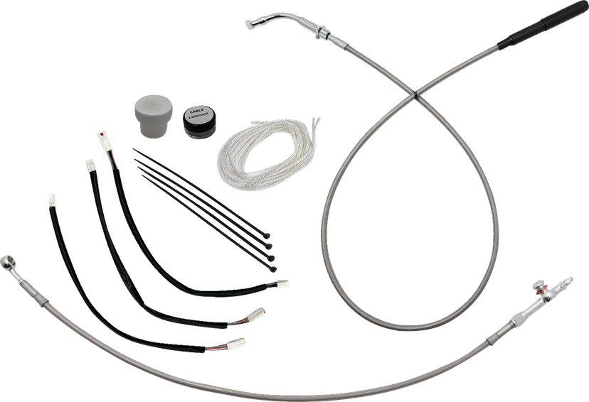 FAT BAGGERS INC. 06621316 EZ Install Kit - 12" Handlebars - Upper Clutch - Braided Stainless Steel/Chrome