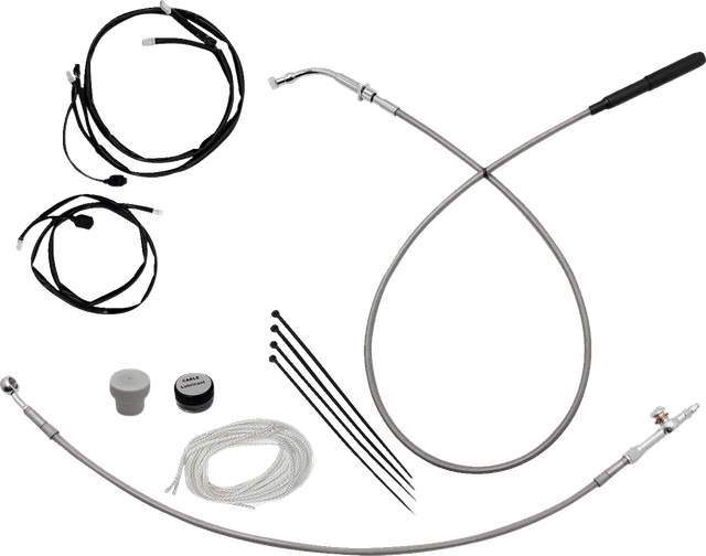 FAT BAGGERS INC. 06621317 EZ Install Kit - 13"/14" Handlebars - Upper Clutch - Braided Stainless Steel/Chrome — image 1 of 4