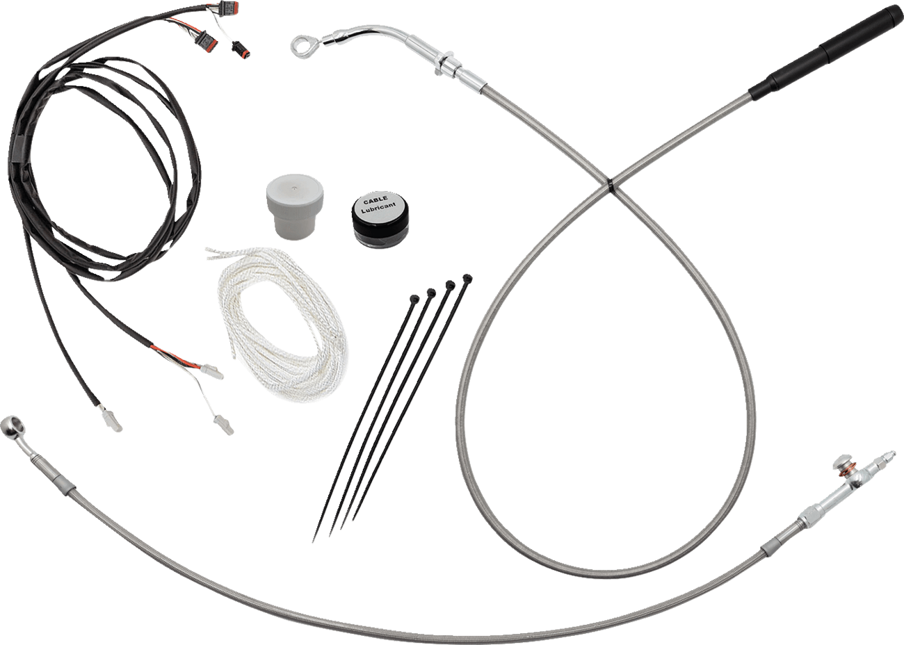 FAT BAGGERS INC. 06621318 EZ Install Kit - 12" Handlebars - Upper Clutch - Braided Stainless Steel/Chrome
