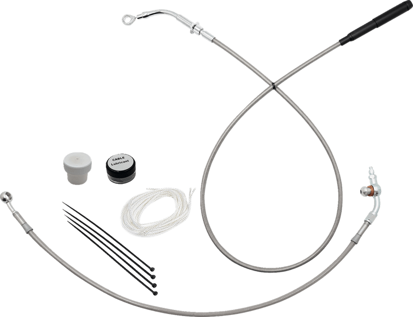 FAT BAGGERS INC. 06621321 EZ Install Kit - 14" Handlebars - Upper Clutch - Braided Stainless Steel/Chrome — image 1 of 4