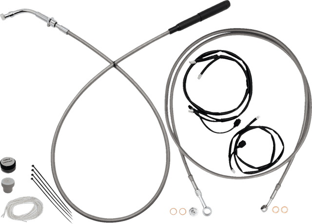 FAT BAGGERS INC. 06621324 EZ Install Kit - 16" Handlebars - Upper Clutch - Full Length - Braided Stainless Steel/Chrome — image 3 of 5