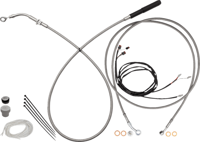 FAT BAGGERS INC. 06621327 EZ Install Kit - 16" Handlebars - Upper Clutch - Full Length - Braided Stainless Steel