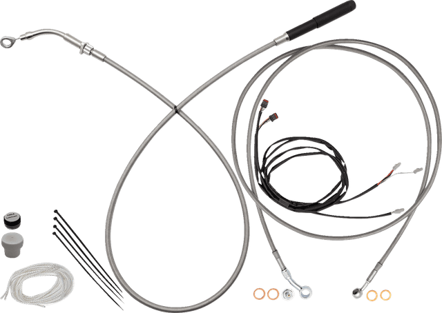 FAT BAGGERS INC. 06621333 EZ Install Kit - 16" Handlebars - Upper Clutch - Full Length - Braided Stainless Steel