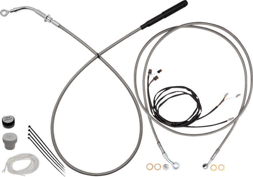 FAT BAGGERS INC. 06621334 EZ Install Kit - 16" Handlebars - Upper Clutch - Full Length - Braided Stainless Steel/Chrome — image 1 of 5