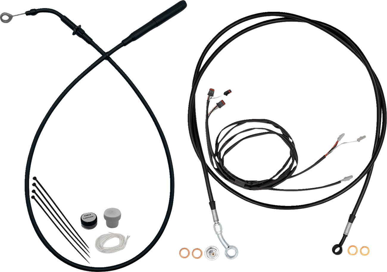 FAT BAGGERS INC. 06621335 EZ Install Kit - 16" Handlebars - Upper Clutch - Full Length - Black