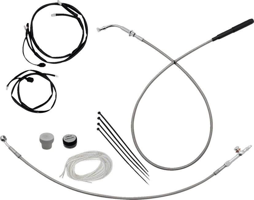 FAT BAGGERS INC. 06621336 EZ Install Kit - 16" Handlebars - Upper Clutch - Braided Stainless Steel/Chrome — image 1 of 4