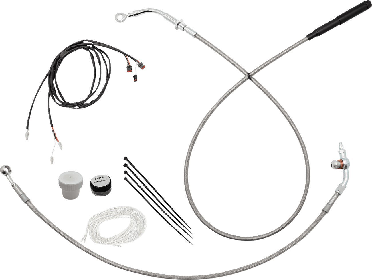 FAT BAGGERS INC. 06621341 EZ Install Kit - 18" Handlebars - Upper Clutch - Braided Stainless Steel/Chrome