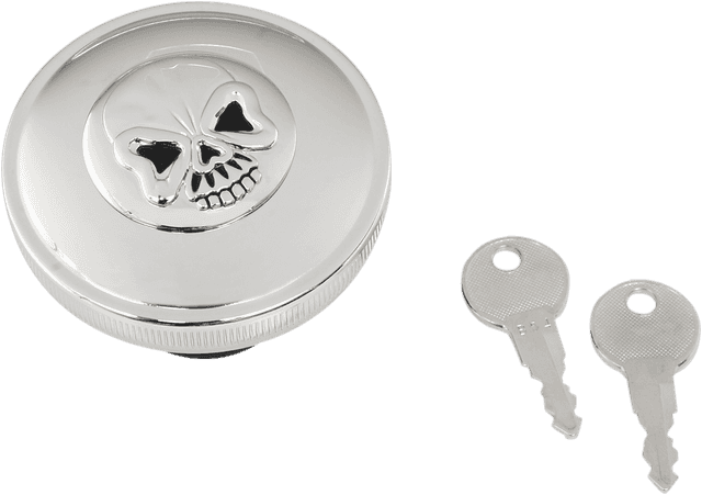 DRAG SPECIALTIES 0703-0688 Locking Gas Cap - Skull - Vented - Chrome — image 1 of 2