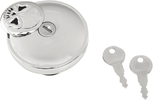 DRAG SPECIALTIES 0703-0688 Locking Gas Cap - Skull - Vented - Chrome — image 2 of 2