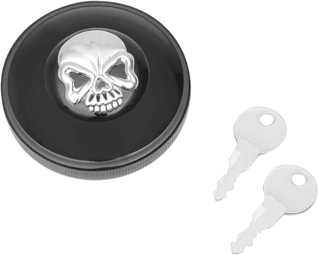 DRAG SPECIALTIES 0703-0690 Locking Gas Cap - Skull - Vented - Gloss Black — image 1 of 2