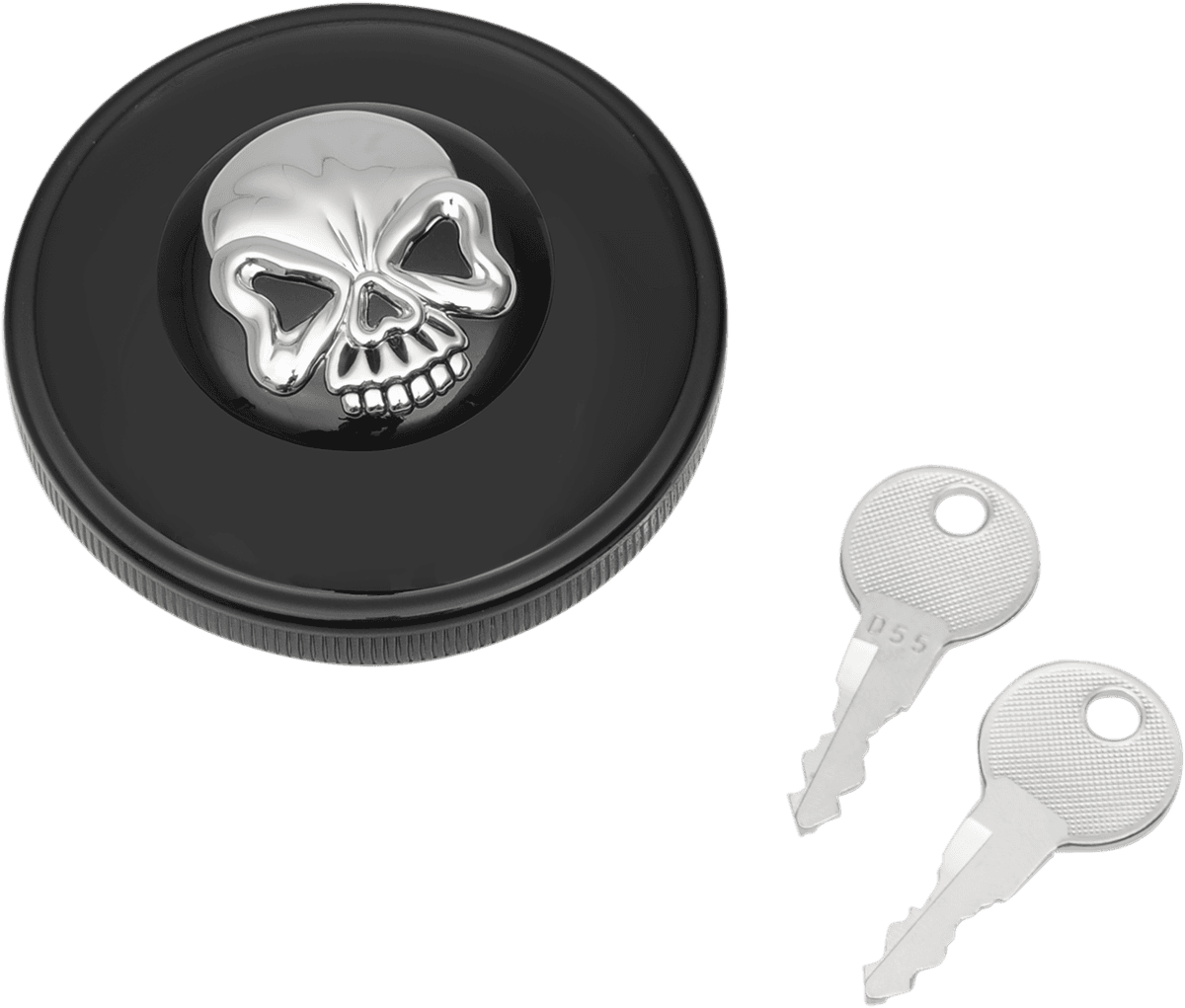 DRAG SPECIALTIES 0703-0691 Locking Gas Cap - Skull - Non-Vented - Gloss Black