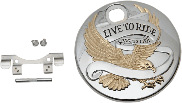 DRAG SPECIALTIES 0703-0742 "Live to Ride" Console Door - Chrome with Gold — image 2 of 2