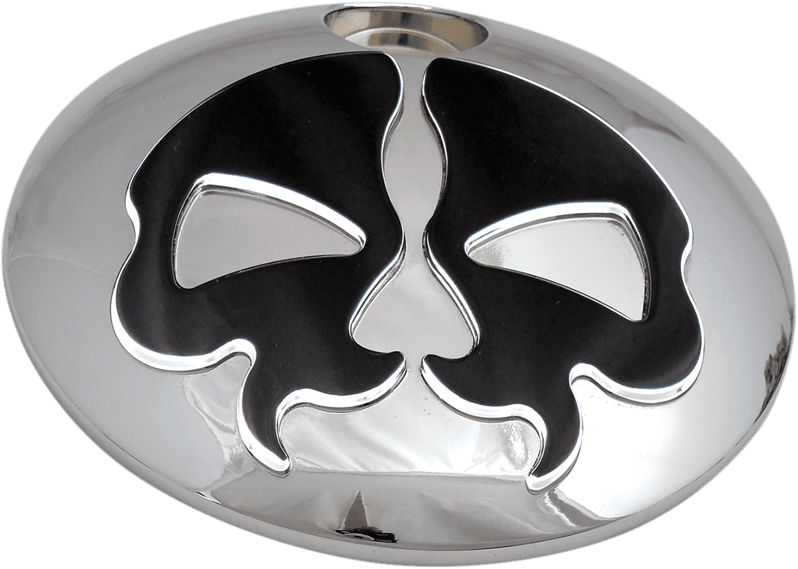 DRAG SPECIALTIES 0703-0791 Fuel Door - Split Skull - Chrome with Black