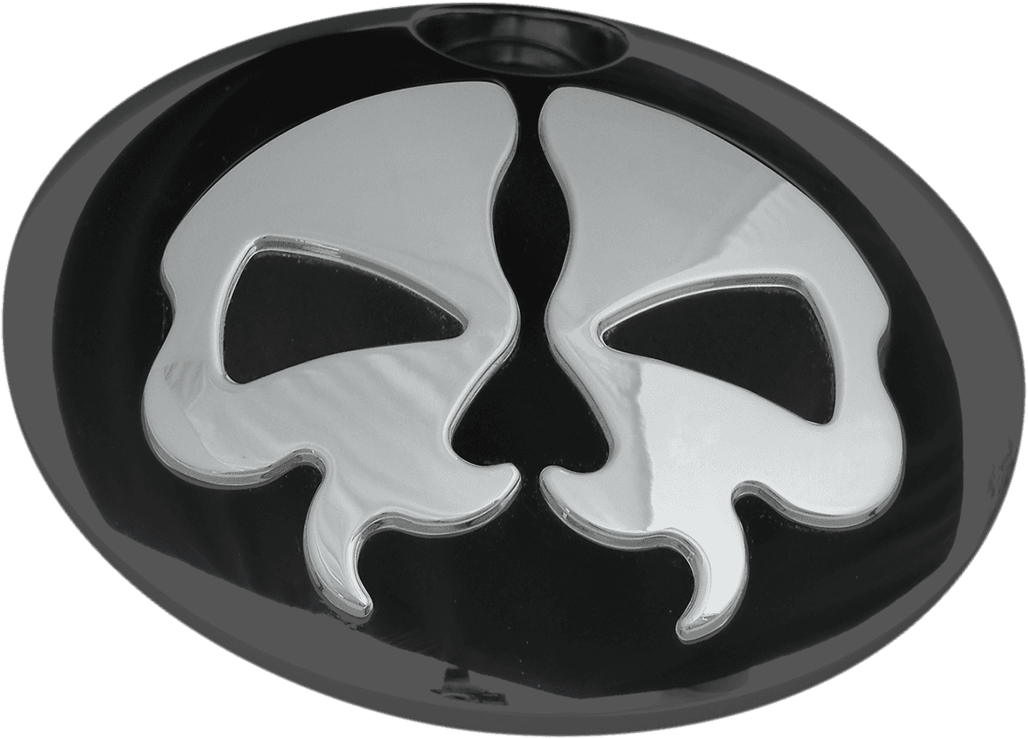 DRAG SPECIALTIES 0703-0792 Fuel Door - Split Skull - Black with Chrome