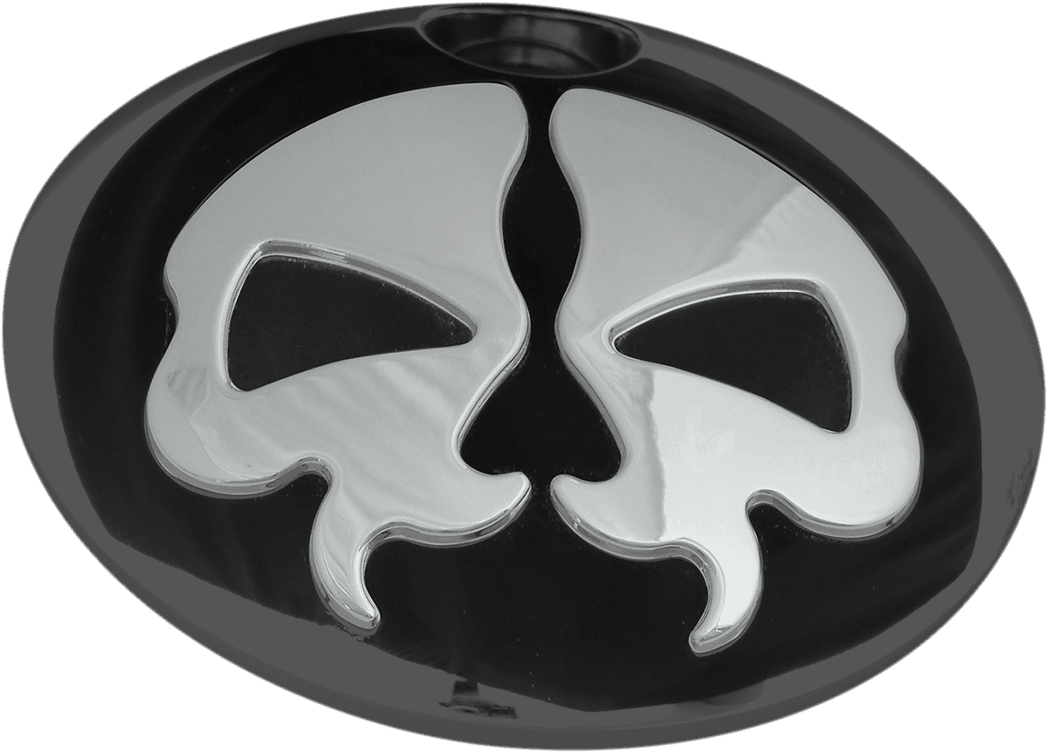 DRAG SPECIALTIES 0703-0792 Fuel Door - Split Skull - Black with Chrome