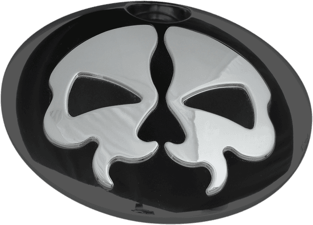 DRAG SPECIALTIES 0703-0792 Fuel Door - Split Skull - Black with Chrome