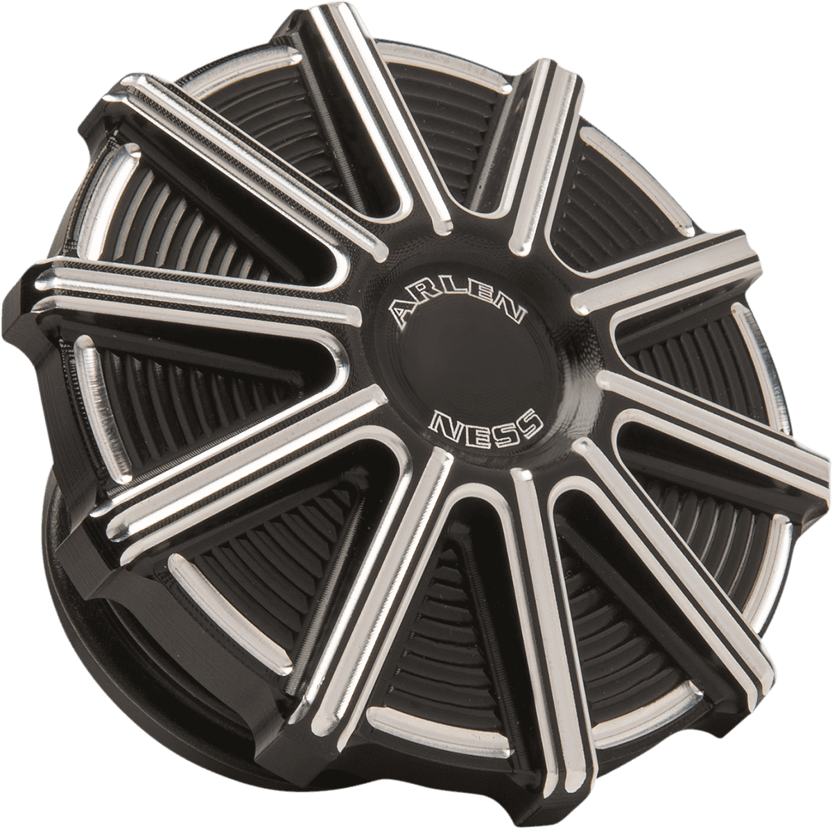 ARLEN NESS 0703-0849 Vented Gas Cap - 10 Gauge - Black Machined Accents