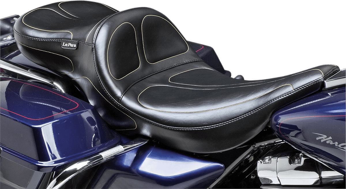 LE PERA 0801-0499 Maverick Daddy Long Legs Seat - Black - Stitched - FLT '02-'07