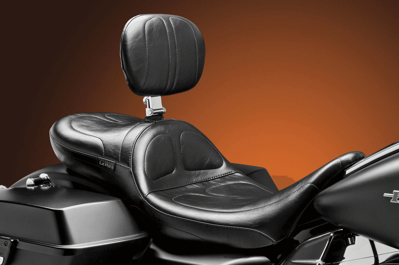 LE PERA 0801-0758 Maverick Daddy Long Legs Seat - With Backrest - Black - Stitched - FL '08-'23