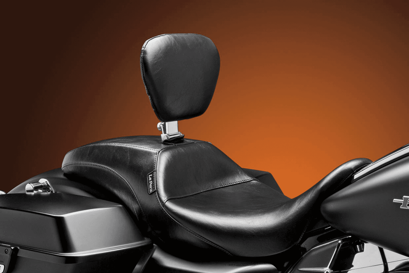 LE PERA 0801-0760 Outcast Seat - Full-Length - With Backrest - Smooth - Black - FL '08-'23