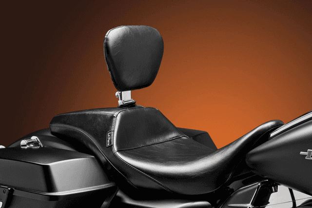 LE PERA 0801-0761 Outcast Daddy Long Legs Seat - Full-Length - w/ Backrest - Smooth - Black - FL '08-'24