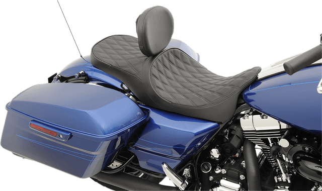 DRAG SPECIALTIES SEATS 0801-1008 Low Touring Seat - Solar Reflective - Double Diamond - with Backrest Receiver - FL '08-'23 — image 4 of 5