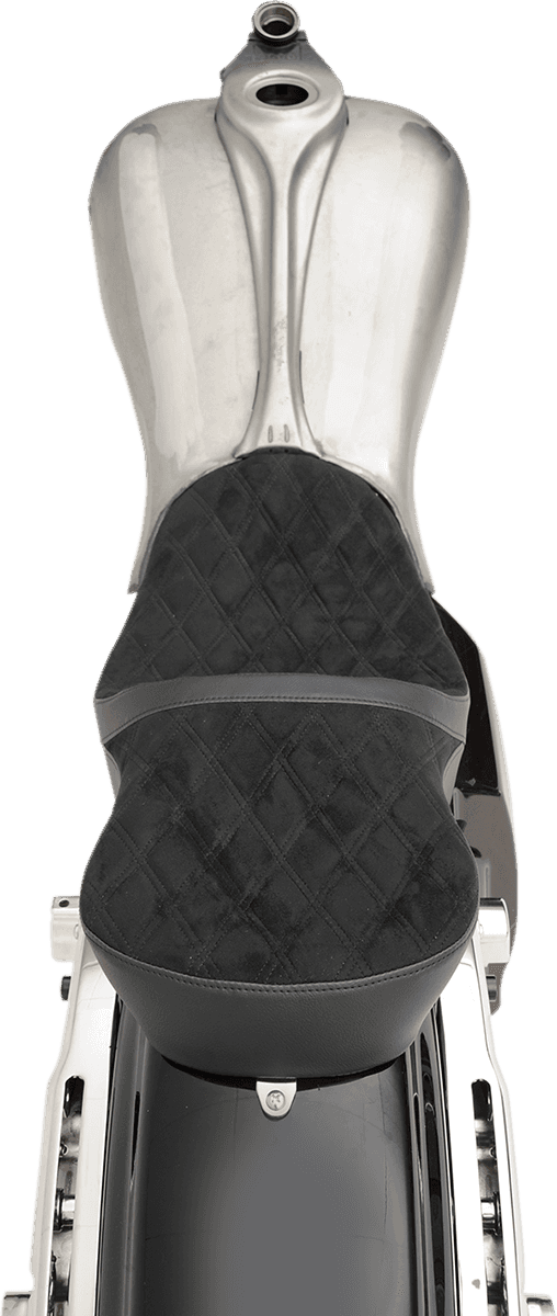 DRAG SPECIALTIES SEATS 0801-1078 Low Touring Seat - Vinyl/Faux Suede - Diamond - Ness Winged Tanks - FL '08-'23 — image 5 of 6