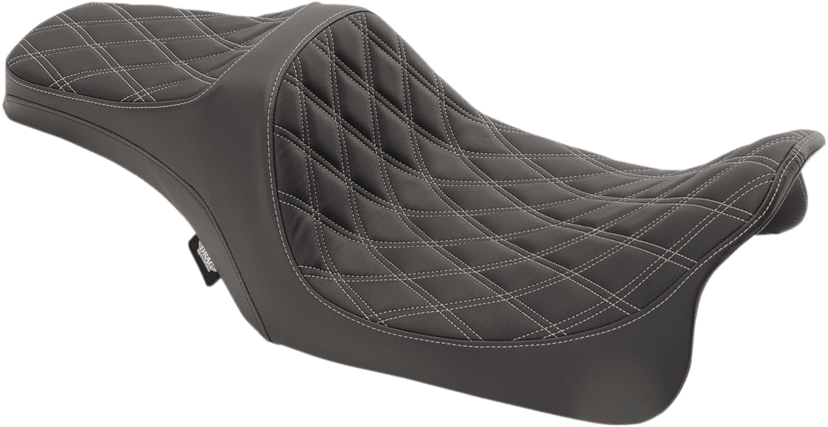DRAG SPECIALTIES SEATS 0801-1115 Predator III Seat - Double Diamond - Silver Stitched - FL '08-'23