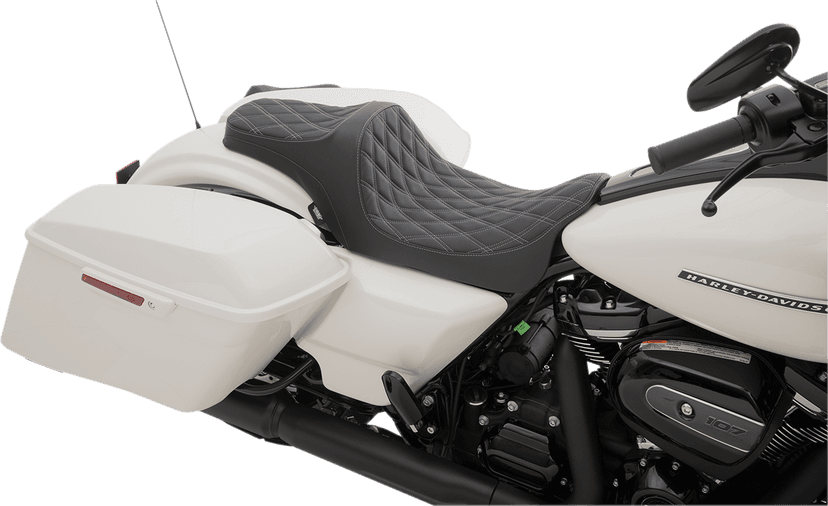 DRAG SPECIALTIES SEATS 0801-1115 Predator III Seat - Double Diamond - Silver Stitched - FL '08-'23 — image 2 of 2