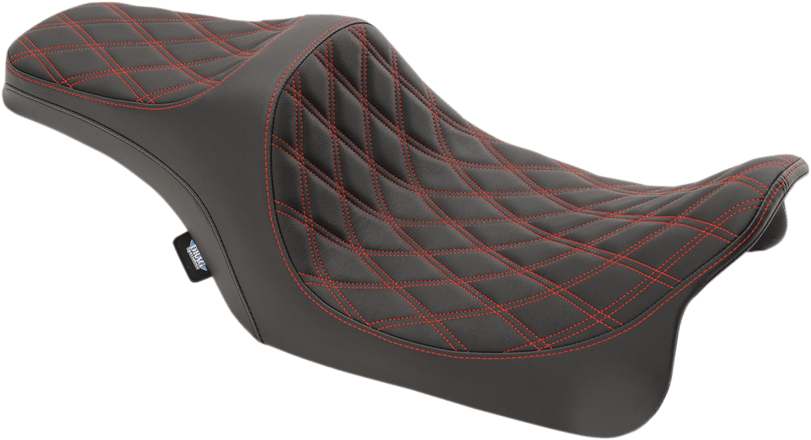 DRAG SPECIALTIES SEATS 0801-1116 Predator III Seat - Double Diamond - Red Stitched - FL '08-'23