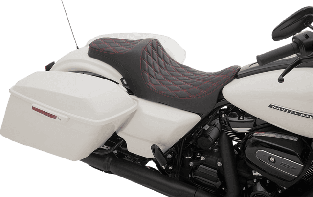 DRAG SPECIALTIES SEATS 0801-1116 Predator III Seat - Double Diamond - Red Stitched - FL '08-'23 — image 2 of 2