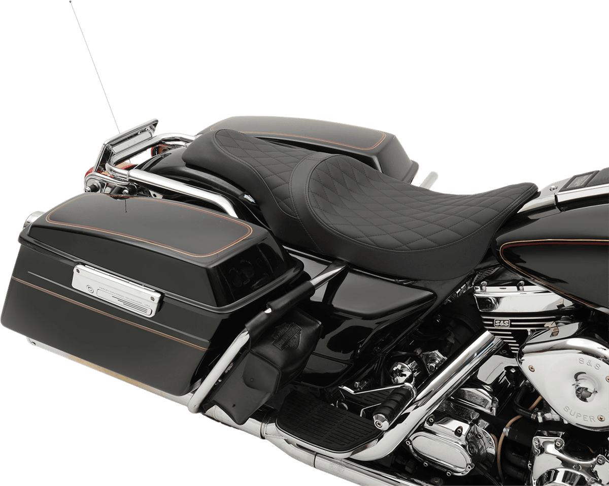 DRAG SPECIALTIES SEATS 0801-1133 Caballero Seat - Solar Reflective Leather - Diamond Stitch - FL '97-'07