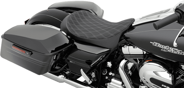 DRAG SPECIALTIES SEATS 0801-1153 Low Solo Seat - Double Diamond - Silver Stitch - FL '08-'23 — image 3 of 3
