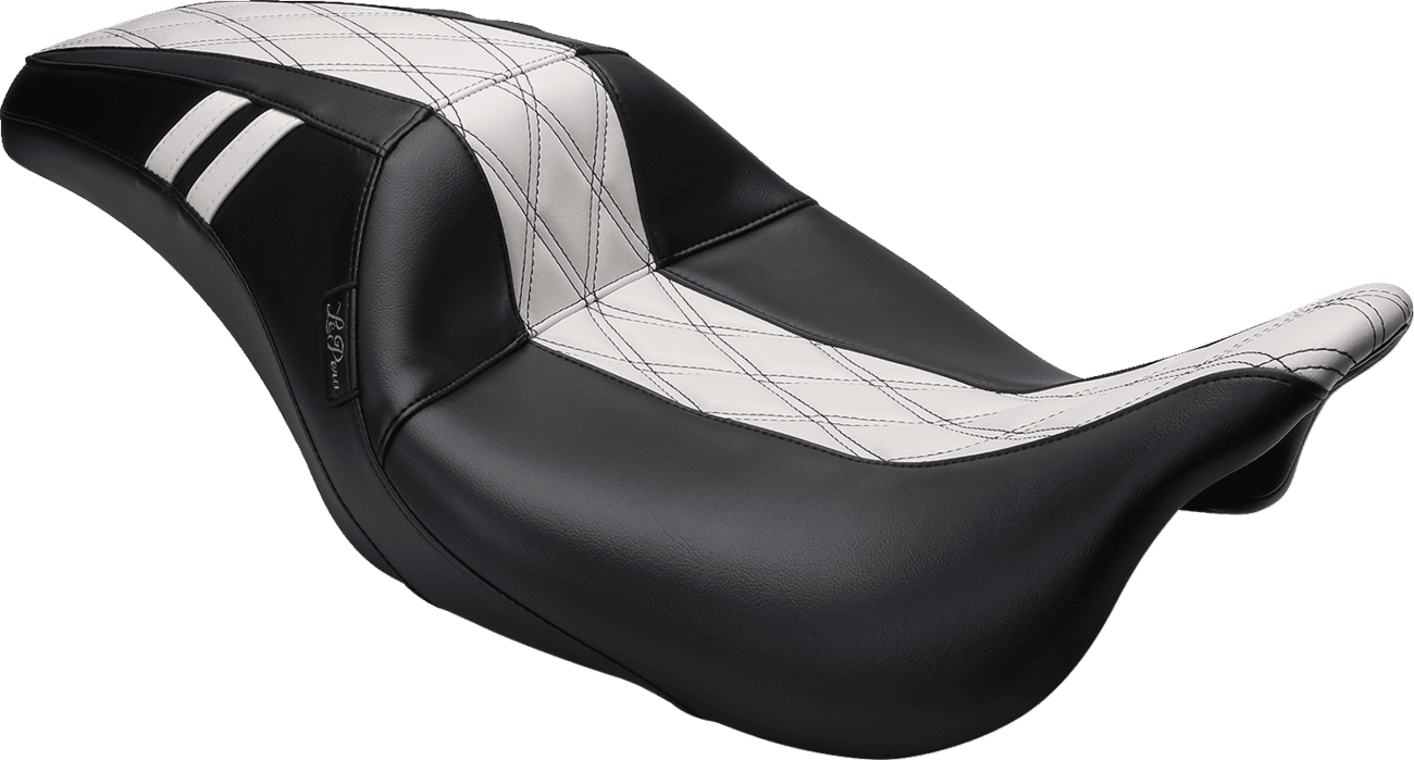 LE PERA 0801-1225 Outcast GT Seat - Full-Length - w/o Backrest - Black Double Diamond w/White Inlay - FL '08-'23