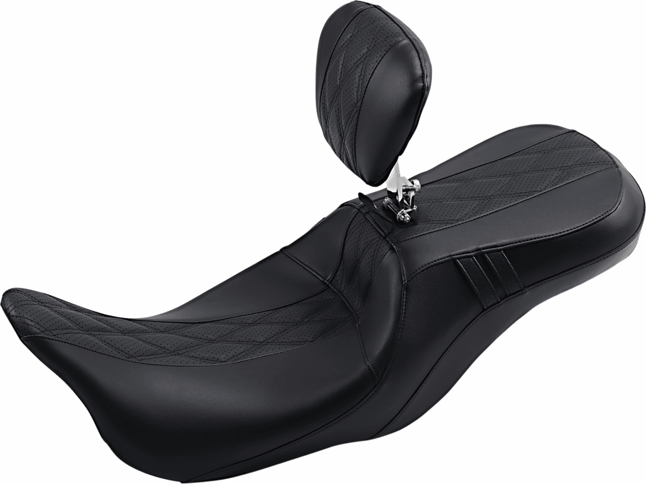 LE PERA 0801-1231 Outcast GT Seat - 2-Up - With Backrest - Black Double Diamond - Perforated - FL '08-'22