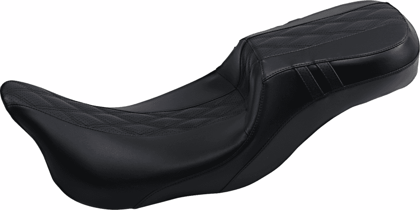 LE PERA 0801-1235 Outcast Daddy Long Legs Seat - 2-Up - w/o Backrest - Black w/Black Double Diamond Inlay - FL '08-'22 — image 1 of 2