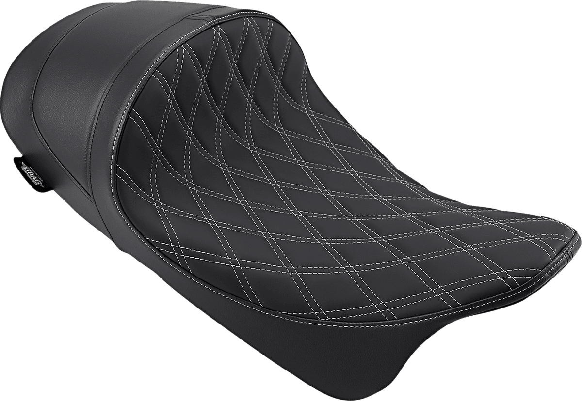 DRAG SPECIALTIES SEATS 0801-1253 Forward Low Solo Seat - Diamond - Silver Stitched - FL '08-'23