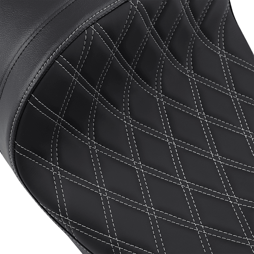 DRAG SPECIALTIES SEATS 0801-1253 Forward Low Solo Seat - Diamond - Silver Stitched - FL '08-'23 — image 2 of 3