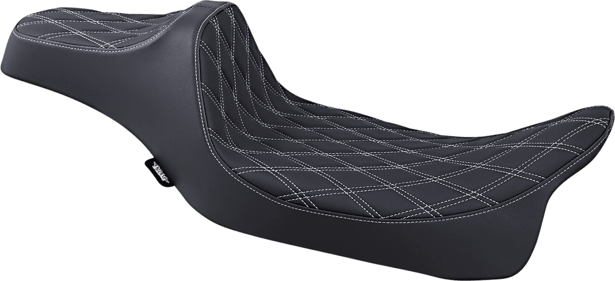 DRAG SPECIALTIES SEATS 0801-1261 Predator III Seat - Extended Reach - Double Diamond - Silver Stitched - FL '08-'23