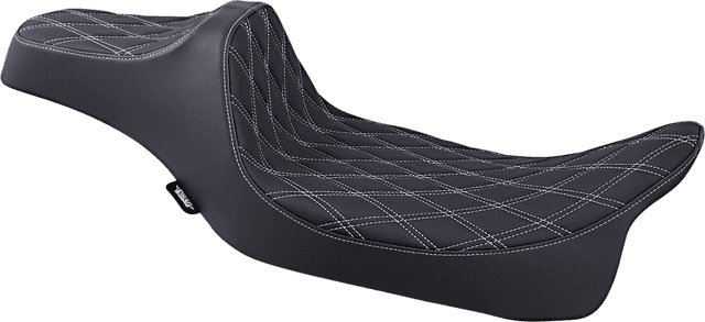 DRAG SPECIALTIES SEATS 0801-1261 Predator III Seat - Extended Reach - Double Diamond - Silver Stitched - FL '08-'23 — image 1 of 3
